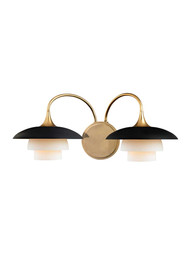 Barron 2-Light Wall Sconce in Aged Brass.